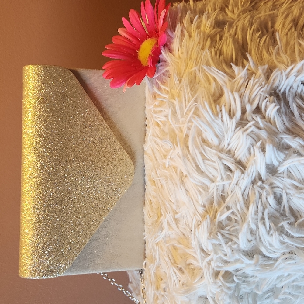 Envelope Flap Clutch Handbag Evening Bag Purse Glitter Gold